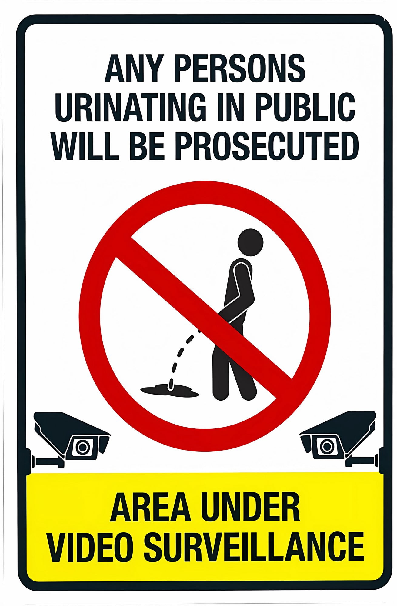 Civilized Urinating Sign Video Surveillance Public Urination Sign - 8