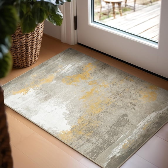 Phantoscope Warm Moroccan Boho Rug — Low-Pile Entryway Rug, 2' x 3', Toasted Clay & Rust