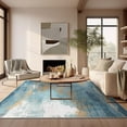 thumbnail image 1 of Phantoscope Warm Moroccan Boho Rug — Low-Pile Living Room Rug, 6' x 9', Blue/Orange, 1 of 6