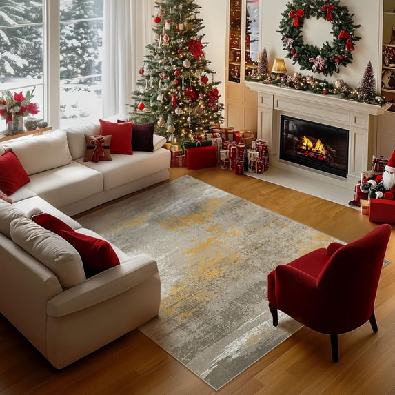 Phantoscope Warm Moroccan Boho Rug — Low-Pile Living Room Rug, 6' x 9', Toasted Clay & Rust