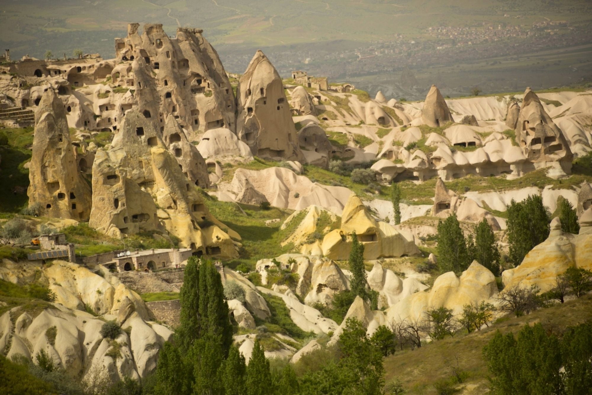 Area around Rock Castle Uchisar Cappadocia Turkey Canvas Art - Ron Dahlquist Design Pics (19 x 12)