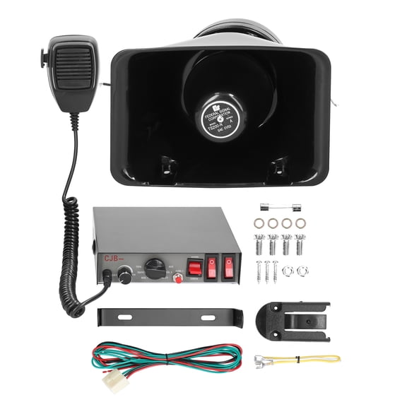 Arealer 200W 9-Tone Car Loud Warning Professional Siren Horn Kit Electronic PA System with Handheld Microphone 12 V for Car Truck