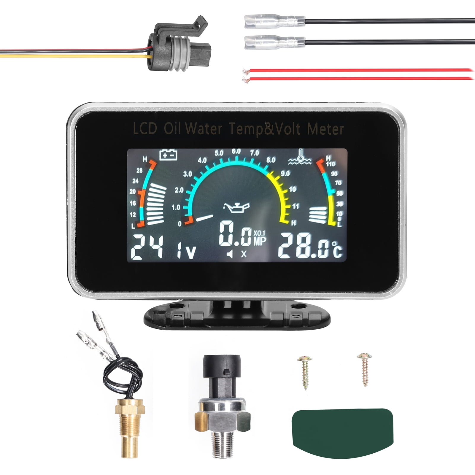Arealer 3in1 Car LCD Meter Digital Oil Pressure Voltage Gauge
