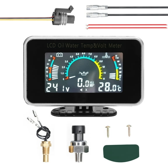 Arealer 3-in-1 Car LCD Meter Digital Oil Pressure Voltage Gauge Universal Instrument 9-36V for Car Truck SUV RV