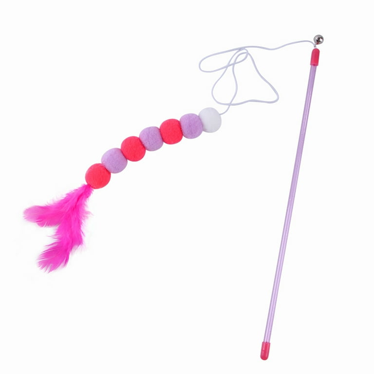 Arealer Cat Toy Set Caterpillar Feather Replacement Head Colorful Hair Ball  Tassel Retractable Fishing Rod Amusing Cat Stick 14PCS Retractable