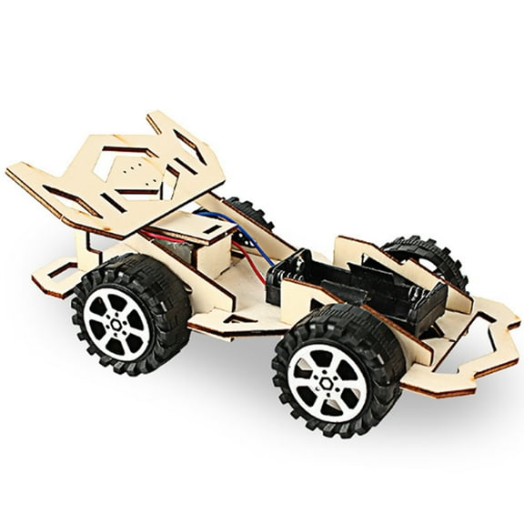Arealer Electric Wood Racing Car DIY Kit Kids Toy DIY Model Building Kits