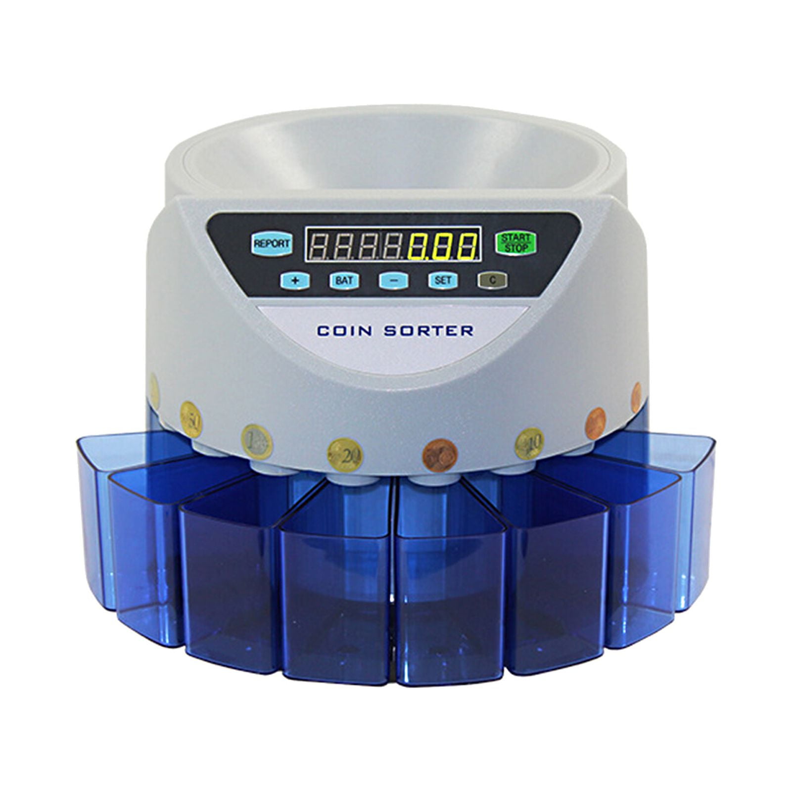 Arealer Electronic Coin Counter Sorter Euro 300 Coins Digital Auto Counting  Machine Preset/ Total Money Display/ Fault Self Check, for Shop Bank