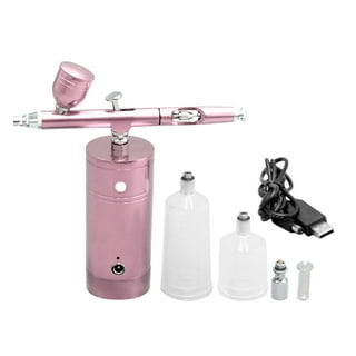 Autolock Cordless Airbrush,Mini Air Compressor Spray Gun Airbrush Kit with  Cleaning Tools for Paint Cake Barber Art Tattoo and Nail Design (Pink) 