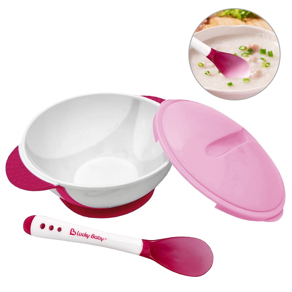 Arealer Silicone Bowl with Suction Base Lid Thermal Spoon Durable BPA