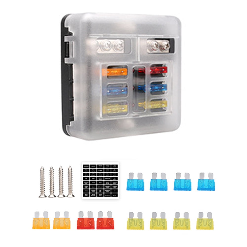 Arealer Universal 6 Ways Fuse Block Car Fuse Holder With Negative