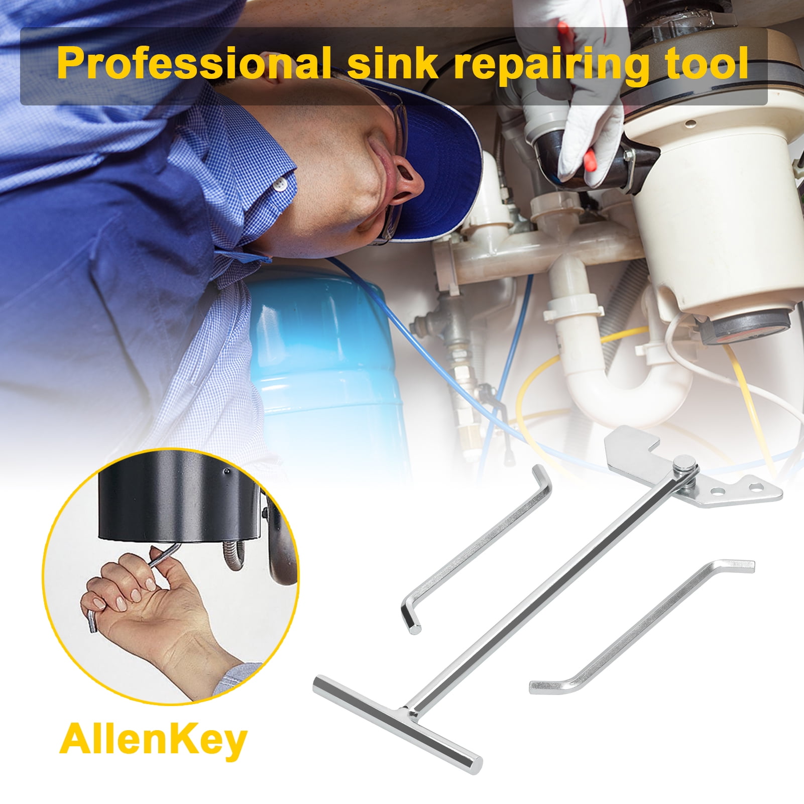 Arealer Wrench,Disposer Wrench Set Disposal Wrench Kit Sink Removal