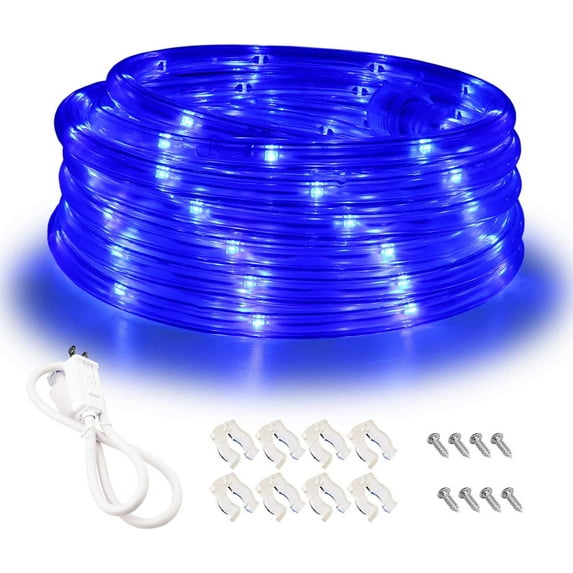 Areful Blue LED Lights, 16ft Rope Lights, Connectable and Flexible Blue Strip Lighting, High Brightness 3528 LEDs with Clear PVC Jacket, Waterproof Weatherproof for Indoor Outdoor Use