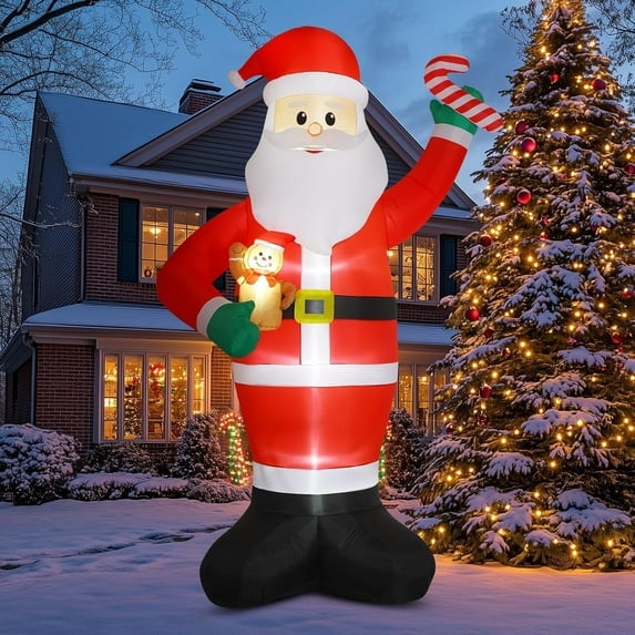Areker 12FT Giant Santa Claus Christmas Inflatable Outdoor Decoration with Built-in LED Lights, IP44 Waterproof for Patio, Lawn & Holiday Parties