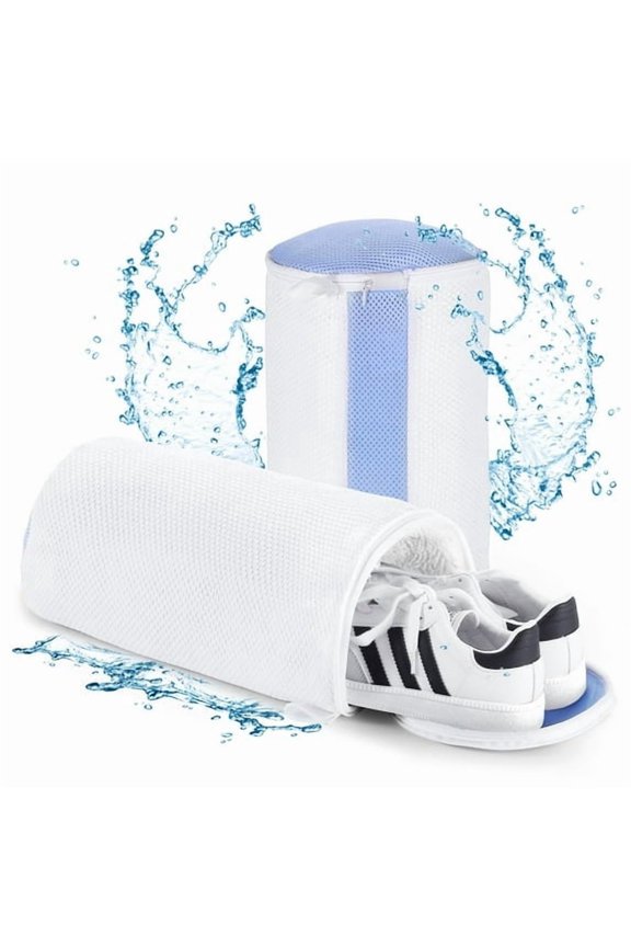 Shoe Washing Bag for Washing Machine, 360° Microfiber Sneaker Cleaning Bag with Hidden Zipper, Reusable Breathable Mesh Laundry Shoe Protector for Running Casual Sneakers