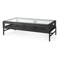 thumbnail image 1 of Arelius Rectangular Glass-Top Brown Wood Black Metal Base Coffee Table, 1 of 6