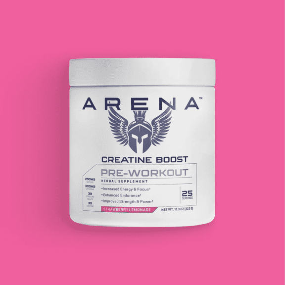 Arena Creatine Boost, Pre-Workout Herbal Supplement, Strawberry Lemonade, 11.3 oz