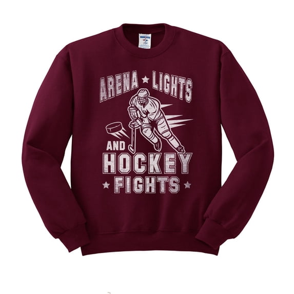 Arena Lights and Hockey Fights Sweatshirt Unisex X-Large Maroon