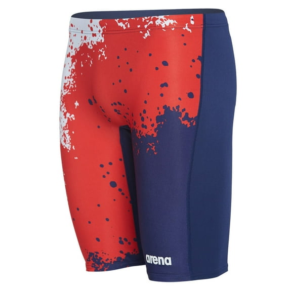 Arena Men's Spraypaint Maxlife Jammer Swimsuit (34, Red/White/Navy)