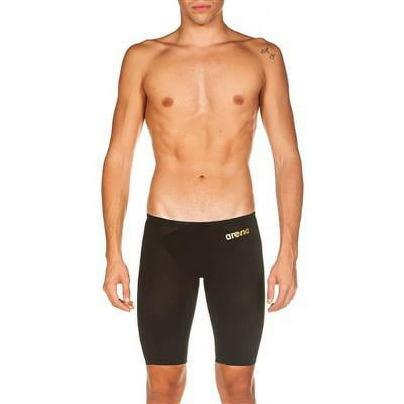 ARENA Powerskin Carbon Air2 Men's Racing Jammer Athletic Tech Suit Competitive Racing Swimsuit Endurance Swimwear, Black/Black/Gold, US Size 28