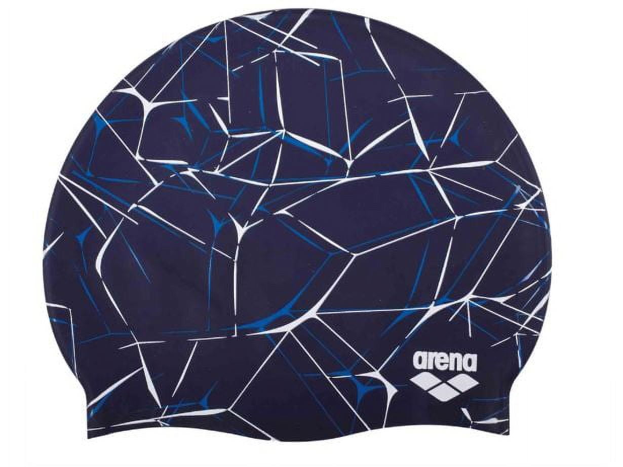 Arena Print 2 Silicone Swim Cap in Water Navy, One Size Fits All ...