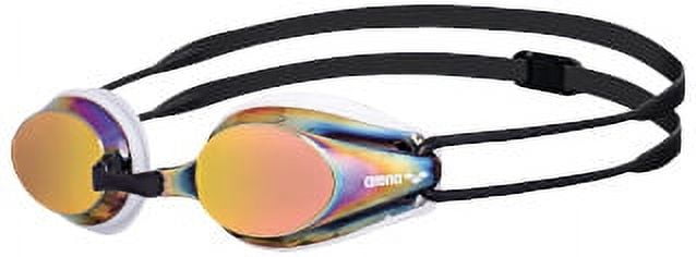Arena Tracks Mirror Swimming Goggles in White-Red Copper-Black, Adjustable Size