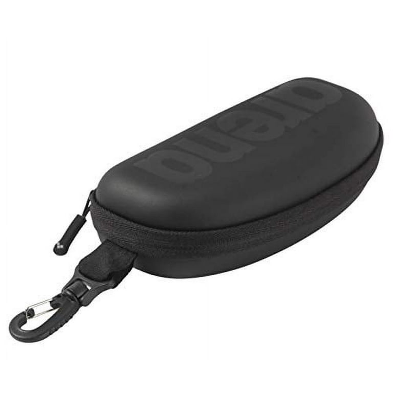 Arena Unisex Swim Goggle Case for Swimming Goggles Hardcover Protective Carrying Case with Clip All Black