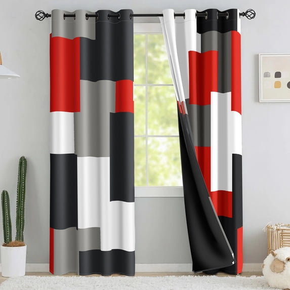 Arenarug Modern Abstract Geometric Grommet Blackout Curtains Set of 2 ...