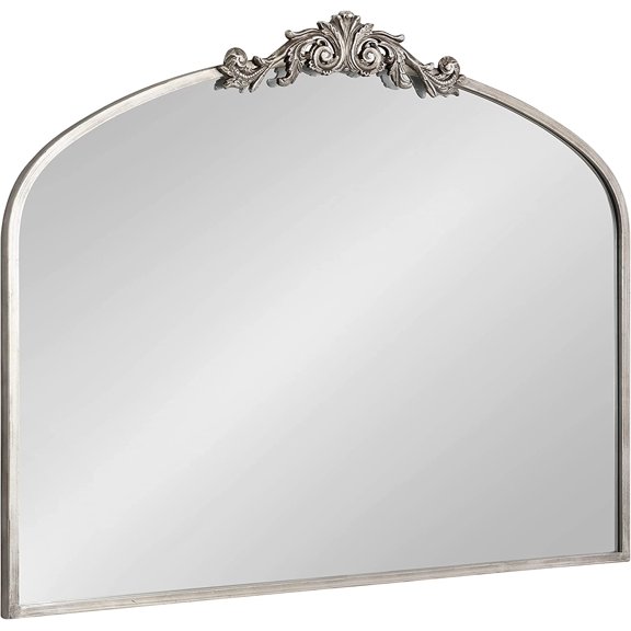 Arendahl Ornate Traditional Arched Mirror; 36 x 29; Silver; Decorative Baroque Style Arched Wall Mirror with Wide Frame and Ornamental Crown