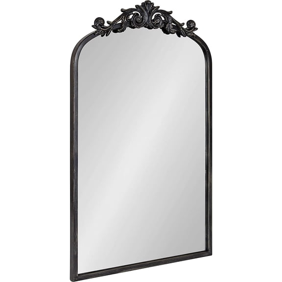 Arendahl Traditional Arch Mirror, 19 x 30.75, Antique Black, Baroque Inspired Wall Decor
