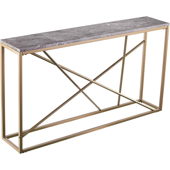 Arendal Faux Marble Skinny Console Table, Living Room, Hall/ Entry Dining Room Modern Style Powder-Coated Iron, Gold