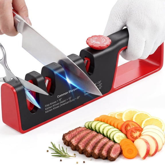 Arenviy 4-in-1 Knife Sharpener, 6 Precision 4-Stage Kitchen Knife Sharpener, Helps Repair, Restore, Polish Blades, Fits Most Knives and Scissors