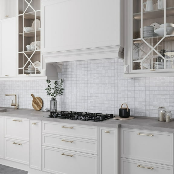 Arenza 12x12 Light Gray Porcelain Mosaic Square Stone Look Wall and Floor Tile (10.66 sq ft/case) - 11 Pack