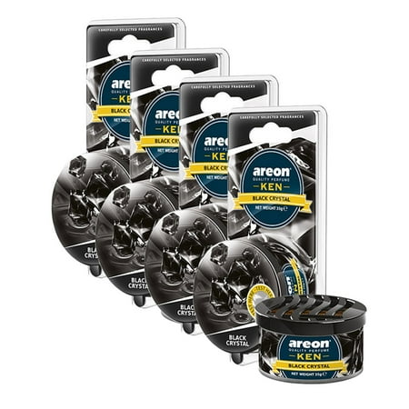 Areon Ken 1.23 oz. Canister Car Air Freshener in a Can, Black Crystal 4-PACK