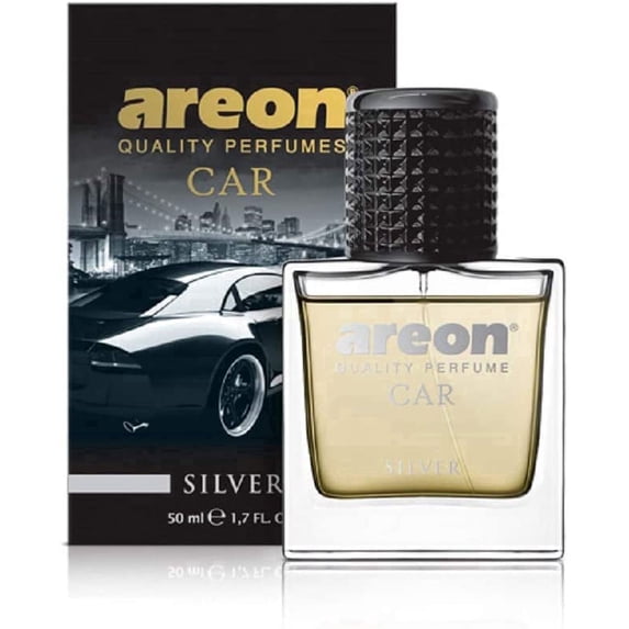 Areon MCP05 Car Air Freshener Perfume for Men Women 1.7 Fl Oz. (50ml) Glass Bottle, SILVER