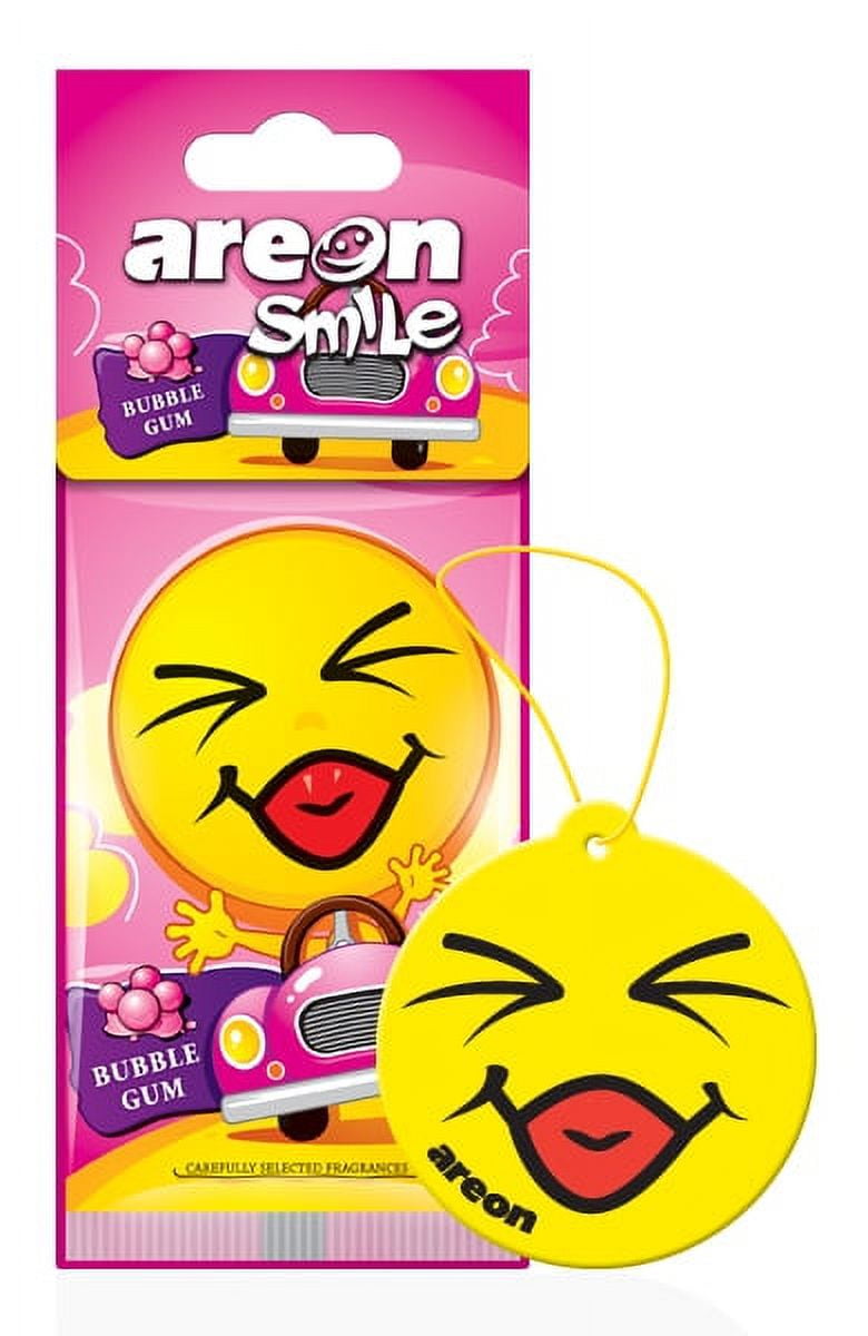 Areon Smile I Emoji Design Hanging Car Air Freshener, Bubble Gum Scent
