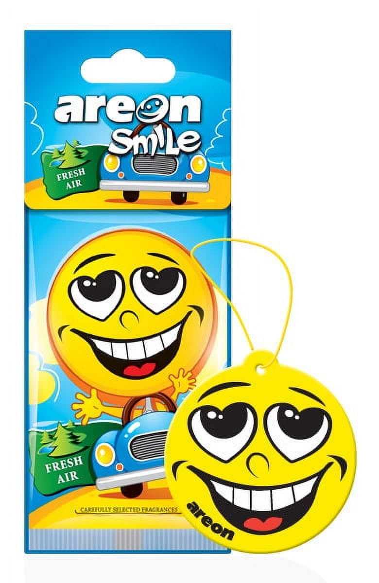 Areon Smile I Emoji Design Hanging Car Air Freshener, Fresh Air Scent (Pack of 12)