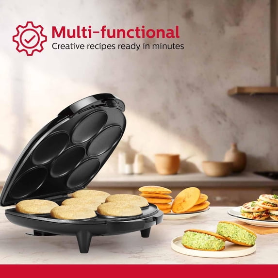 Arepa Maker - Non-Stick 6-Section Multi-Food Maker - Black
