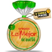 Arepas La Mejor Colombian Arepas with Melted Cheese – Gluten-Free White Corn Tortilla – 3-Pack