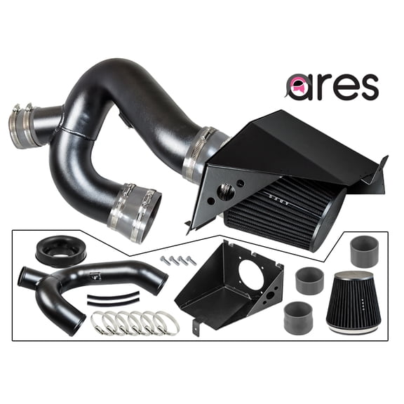 Ares Motorsports Cold Air Intake System with Heat Shield Kit + Filter Combo BLACK Compatible With 12-14 F150 3.5L V6 EcoBoost