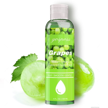 Areskey 4 fl.oz Natural Edible Personal Lube for Men Women Couples, Premium Water Based Lubricant for Women, Smooth and Slippery Long Lasting,Green Grape Flavored Lubricant