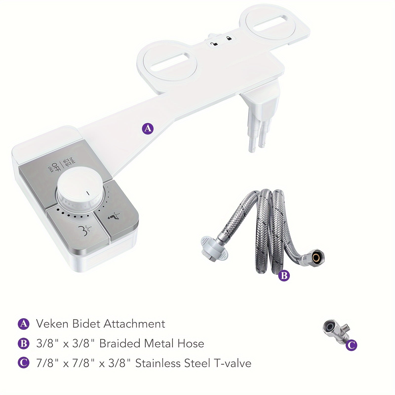 Aresmata Ultra-Slim Bidet Attachment for Toilet - Effortless Non-Electric Self-Cleaning Dual Retractable Nozzles Bidets Toilet Seat, Adjustable Water Pressure Fresh Water Sprayer Baday US Standard