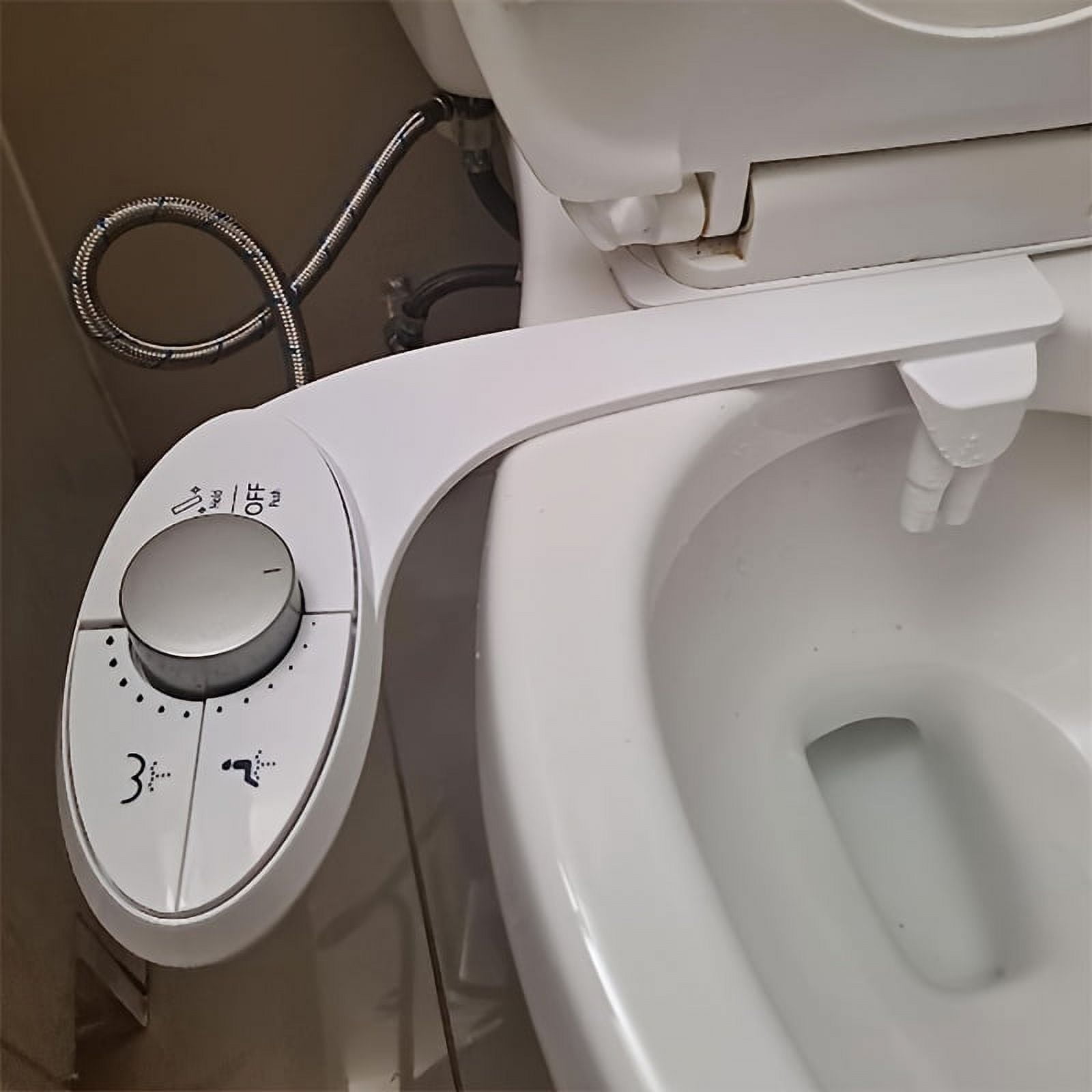 Aresmata Ultra-Slim Bidet Attachment for Toilet - Effortless Non-Electric Self-Cleaning Dual Retractable Nozzles Bidets Toilet Seat, Adjustable Water Pressure Fresh Water Sprayer Baday US Standard