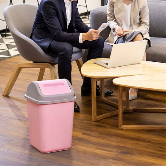 Arestory 1 Pack Bathroom Trash Can with Lid, 2.6 Gallon / 10 Liter Small Garbage Can with Press Top Lid, Plastic Wastebasket with Pop-up Lid for Toilet, Office, Bedroom, Living Room, Beige