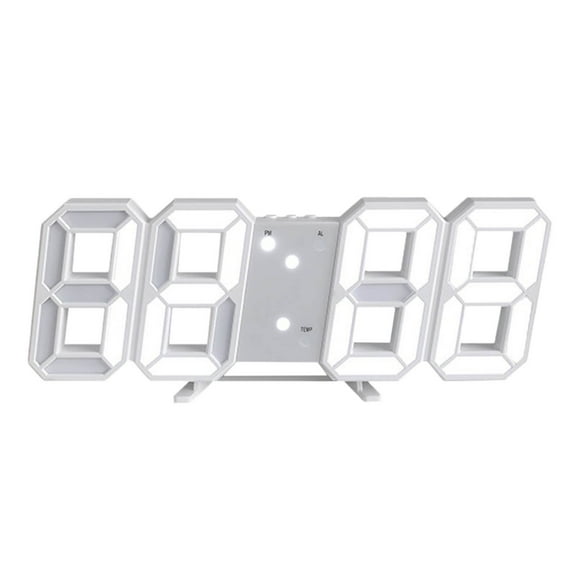 Arestory 3D LED Digital Wall Clock ,8.9", Large Display Table/ Desk Clock 12/24H Temperature (White Light)