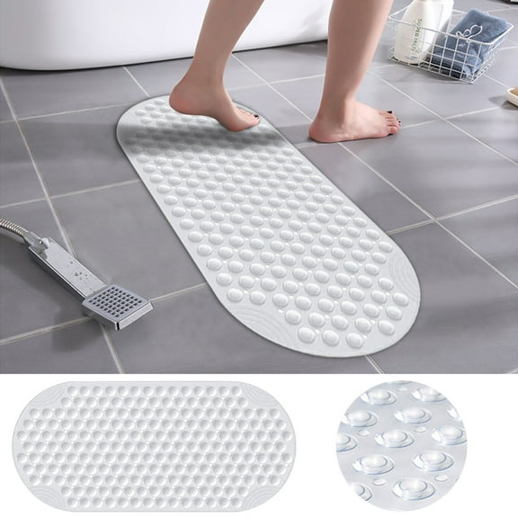 Arestory Bathtub and Shower Mats, Extra Long Non-Slip Bath Tub Mat 35 x 16 Inch, Machine Washable Bathmat with Suction Cups & Drain Holes for Bathroom Floor, Clear
