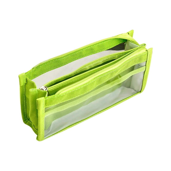 Arestory Large Grid Mesh Pencil Case Compartment Pen Bag Clear Handheld Multifunction Pencil Pouch Transparent Makeup Bag for Teen Student College Business Travel Office Adult - Green