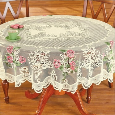 Arestory Linen Round Tablecloth for Rustic Vintage Decor. Sheer Lace Tablecloth Works Great As Wedding Tablecloth, Thanksgiving Tablecloth or Christmas Tablecloth (70" Round, Linen)