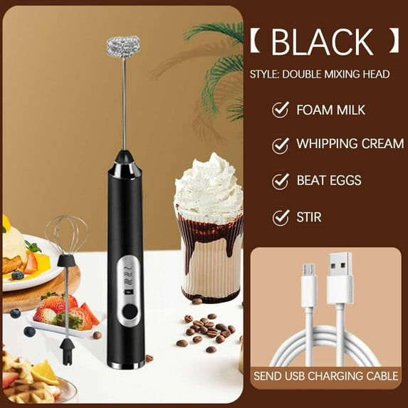 Arestory Milk Frother with USB Charger - 3 Speeds Handheld Mixers, Perfect Frother for Coffee, Matcha, Protein Shake, Milkshake, Whisk for Pancakes, Omelets, Baking, gift & more - Black