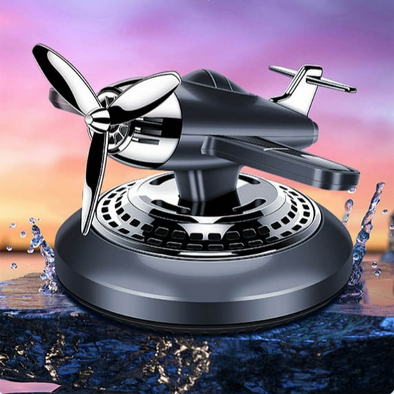 Arestory Solar Airplane Car Ornament, Solar Energy Car Scent Creative Aircraft Designings, New Car Perfume Decorations Car Aromatherapy (Black)