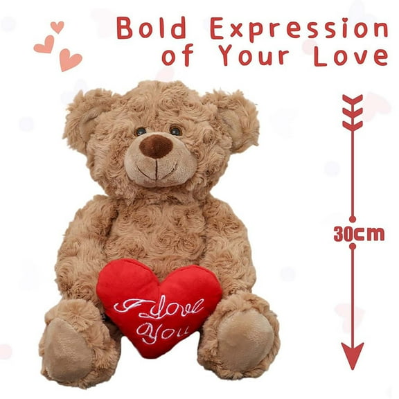 Arestory Stuffed Teddy Bear Dolls with Heart Cute Animal Plush Toy for Girlfriend Mom Anniversary Valentines Birthdays Gifts 12''
